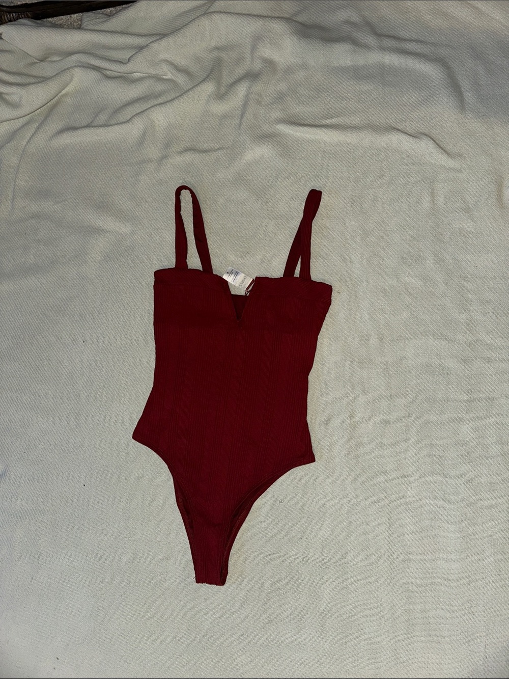 l*space Ribbed Deep Red One-Piece - Picture 3 of 4